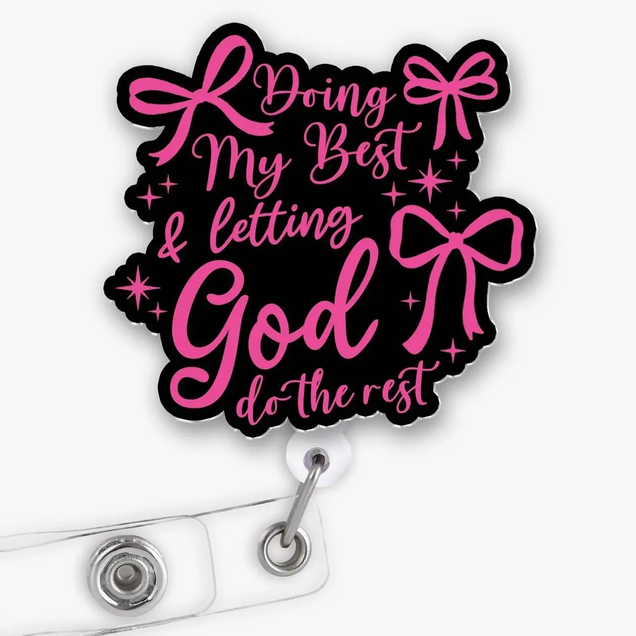 Doing My Best Letting God Do The Rest Faith Badge Reel, 2 Inch Christian Scripture Retractable ID Holder with Alligator or Belt Clip 8QJ