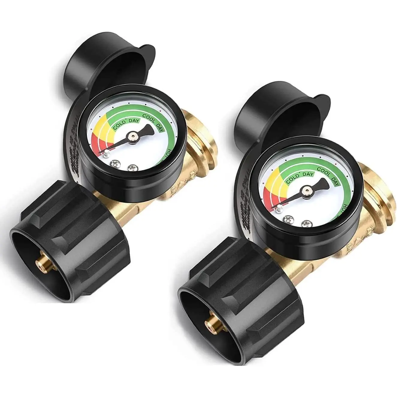 2 Pack  Tank Gauge, Gas Grill Gauge for 5-40lbs  Tank, 3 Temperatures Scale, Color-Coded  Tank Gauge Level ,for Grill, Heater, Fryer, Camper