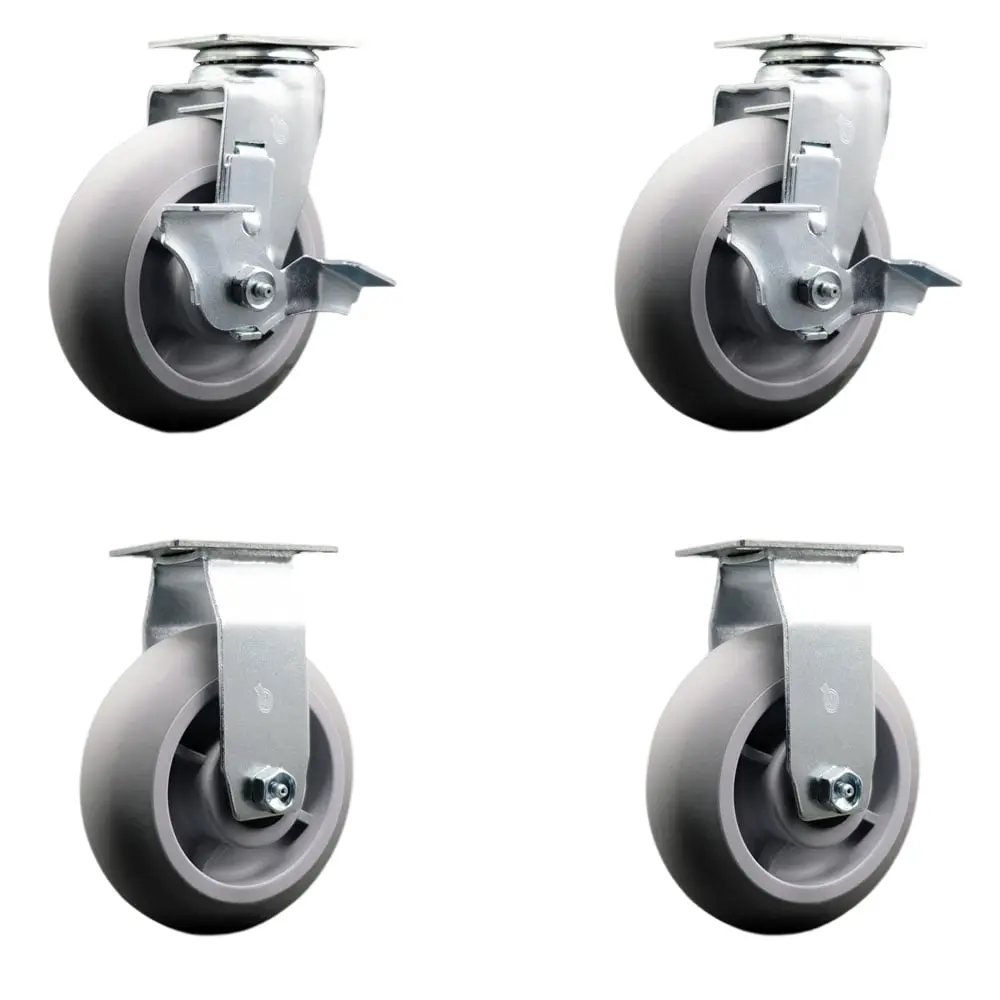 Service Caster TOOL-SCC-20S620-TPRBD-TLB-2-R-2 Tool Box Caster Wheel Set - 6 in. Non-Marking, Zero Maintenance Thermoplastic Rubber Donut Tread Wheels