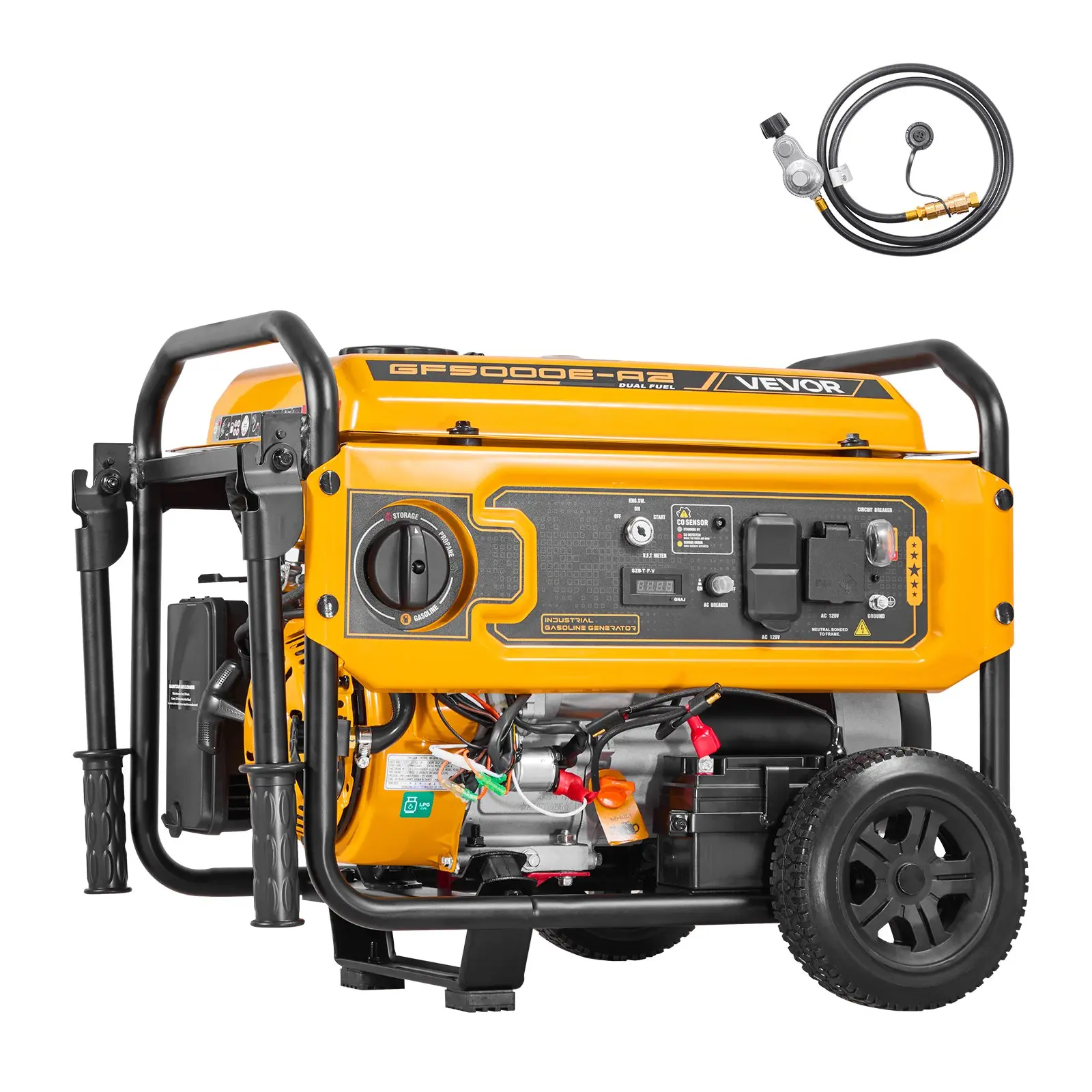 【Summerfinds】 VEVOR Portable Generator, Gasoline 4650W Peak Watt LPG 4130W Peak Watt Dual Fuel Generator, Home Backup Generators with Electric Start, Gasoline LPG Powered, CO Sensor, 20A 50A Outletsdealsforyoudays