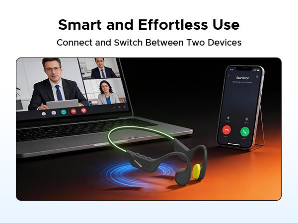 BoneBeat Run Ray IP66 Bone Conduction Headphones for Running, LED Safety Light, Open-ear design, Up to 10 Hours Playtime, Bluetooth 6.0 with Dual-Device Connectio