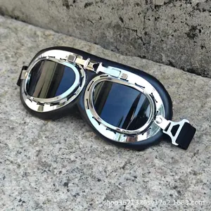 Retro Motorcycle Riding Goggles, Vintage Cruiser Style Glasses for Helmet, Karting Protective Eyewear