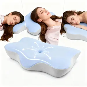 Ergonomic Neck Pillow for Sleeping, Breathable Snoring Pillows, Sleep Apnea Pillows for Neck Correcting/Cozy Rest/Deep Sleep/Fibromyalgia Pillow [Blue]