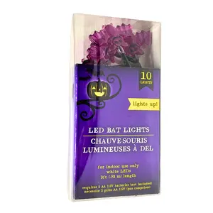 LED Purple Bat Lights Halloween String Lights 10 Bat Indoor Decoration