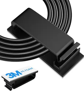 Adhesive  Management Clip (20Pcs Black),Cord Management Under Desk,Wire Organizer for TV PC Ethernet HDMI Extension Cord Power Plug