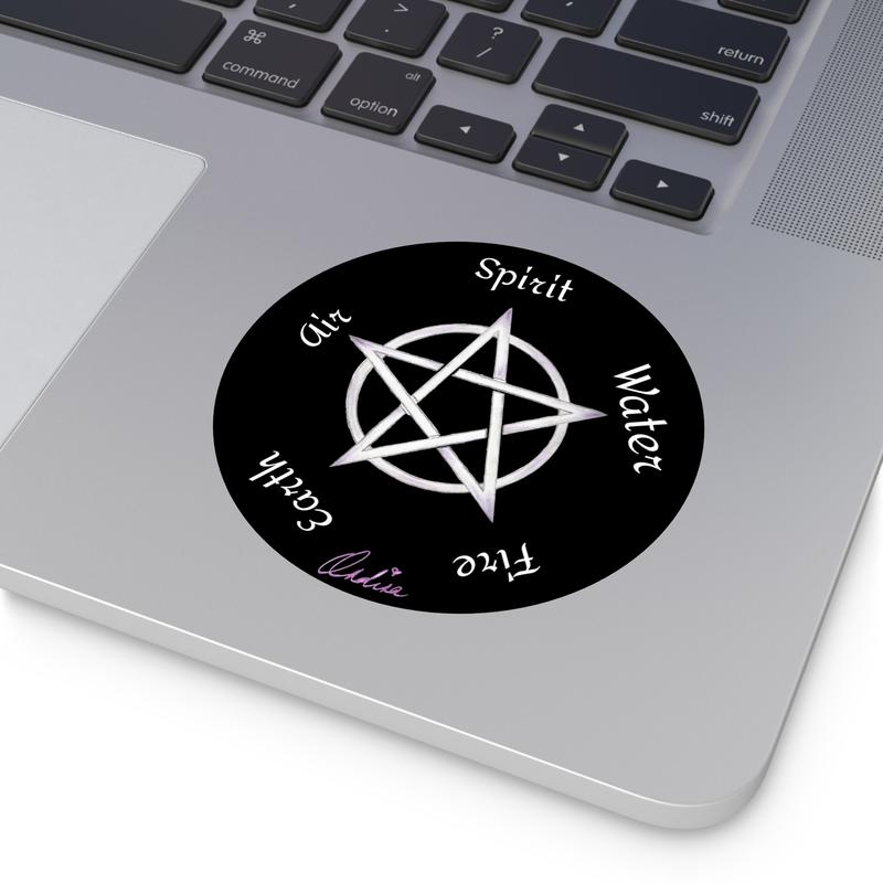 Elements Pentagram Round Vinyl Stickers - Original Design with Unique Patterns and Color Variations Circle Decor