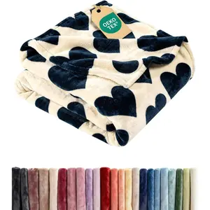 Ultra Soft Fleece Throw Blanket Blue Hearts Lightweight for Couch Bed Chair Thick Cozy Warm Breathable All Season Anti-Static Microplush Bedding