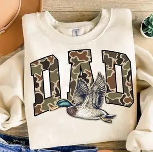 Camo Dad Checkered Sweatshirt T-Shirt, Father's Day Gifts, Camo Flying Mallard Duck Tee, Duck Hunting Shirt, Mallard Hoodie, Hunting Shirt, Camo Shirt