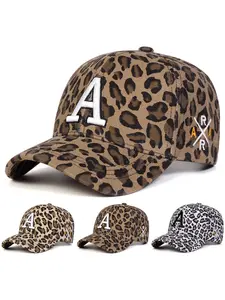 Unisex Leopard Print Baseball Cap, Adjustable Sun Protection Casual Hat, Fitted Asymmetrical Design for Spring & Fall, Adjustable Caps