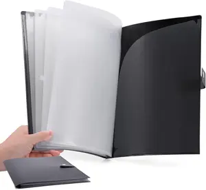 10-Pocket File Folder, Letter A4 Paper Project Organizer Folders with Snap Button, Plastic Document Organizer for School Office Home