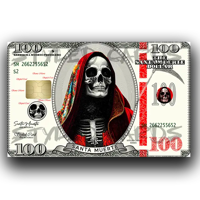 100 usa billete santa muerte debitcard sticker