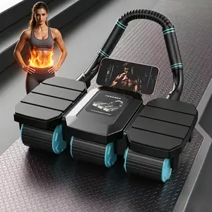 Upgraded Abdominal Trainer, Automatic Rebound with Elbow Rest, Enlarged Anti-Rollover Wheel, Non-Slip Ergonomic Grips, Home Core Fitness Equipment