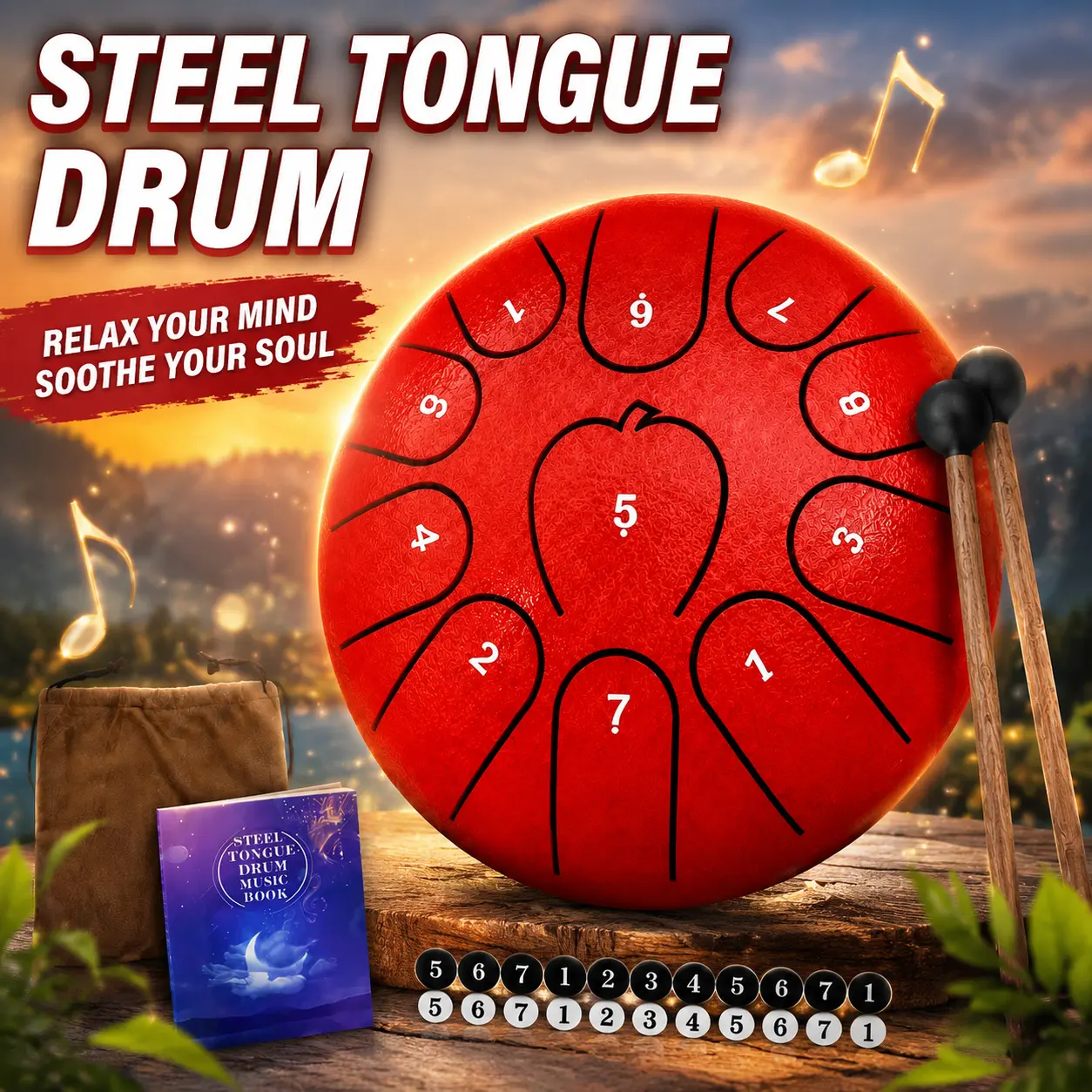 6 Inch 11 Note Steel Tongue Drum for Seniors Relaxing Hobby - Easy Musical Pastime for Retirement & Brain Stimulation, Gentle Calming Sounds, Beginner Friendly with Carry Bag & Mallets