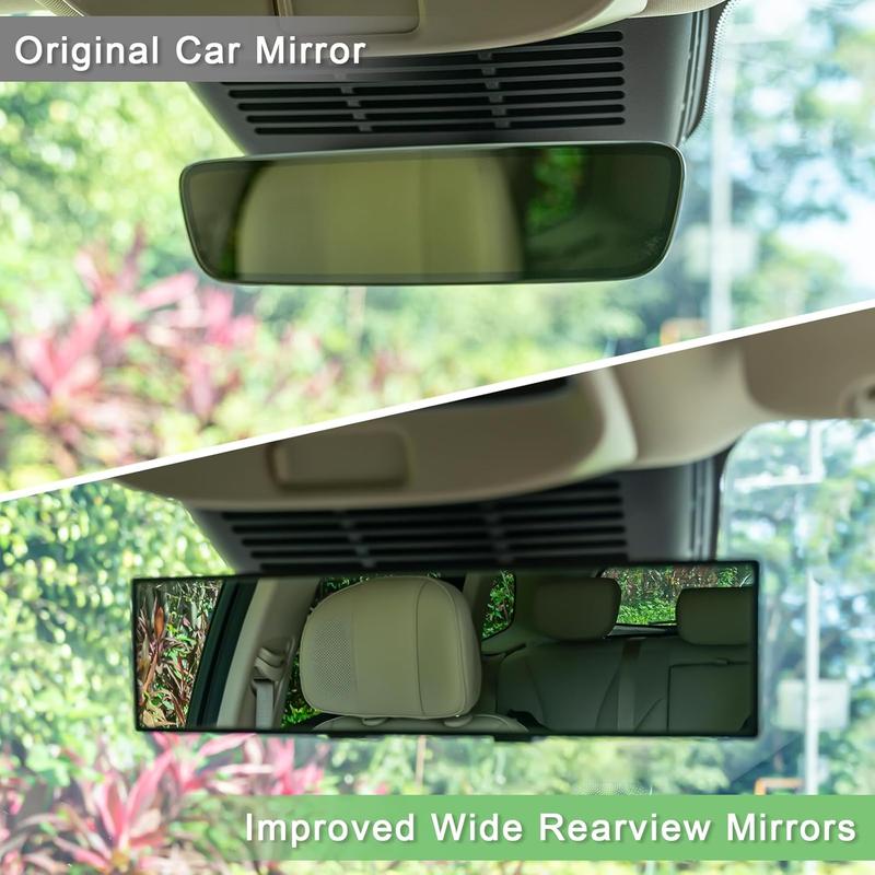 L- Inch Panoramic Convex real view Mirror, Interior Clip-on Wide Angle to Reduce Blind Spot Effectively for Car SUV Trucks Clear Visibility Safety Install Rearview High Definition