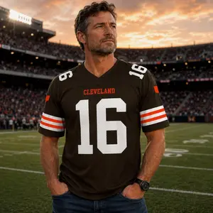 Classic Brown Football Jersey Custom Name Fan Gift, Vintage Football Shirt Personalized, Game Day Lifestyle Apparel U1K