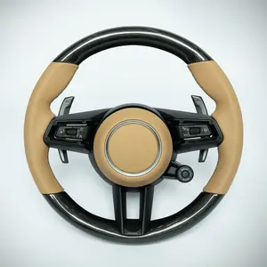 Porsche steering wheel beige leather and carbon fiber