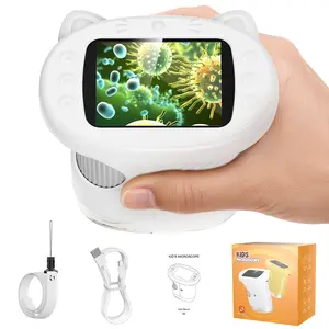 [2026 Upgrade] AuroraHaven 1000X Kids Microscope with Built-in Photo & Video Camera, 2.4" 4K Screen – 1000X Microscope and 100m Telescope, STEM Toy & Educational Gift for Boys & Girls Ages 3–12