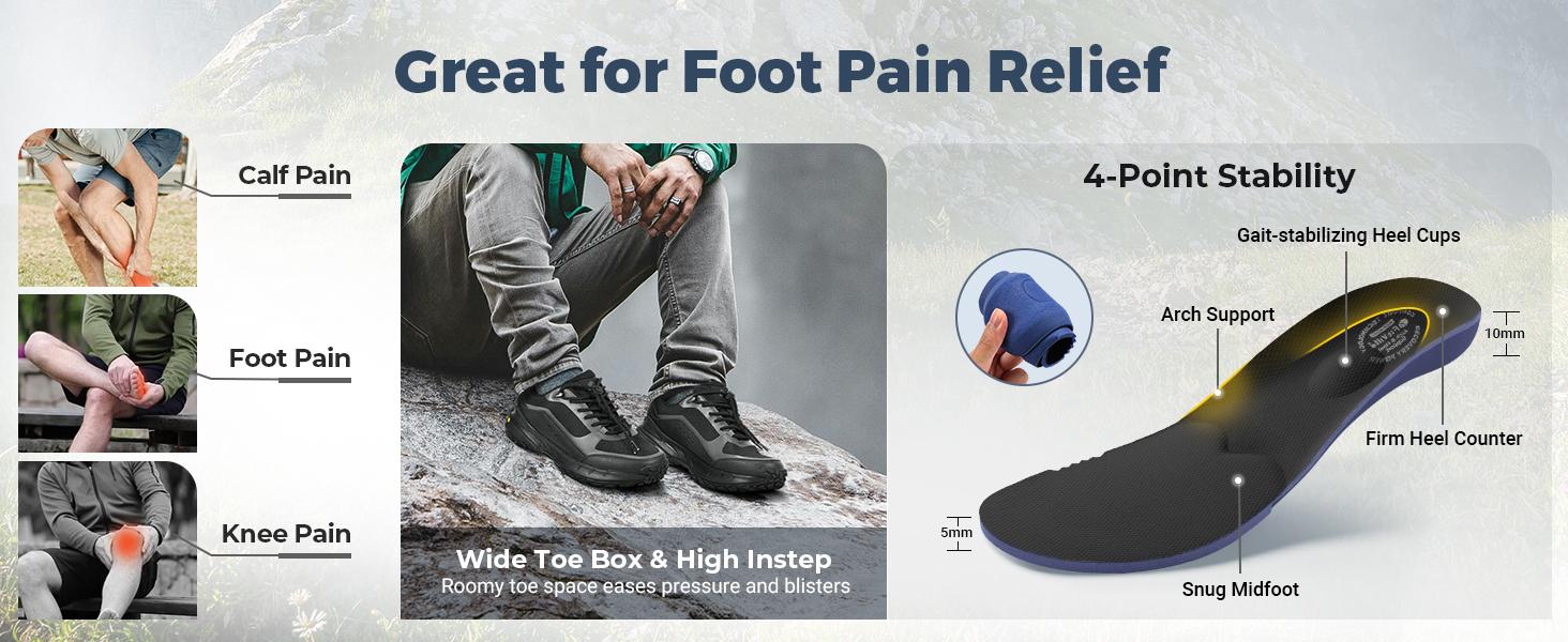 FitVille Men's Extra Wide Hiking Sport Shoes with Quick Laces, Arch Support, Wide Toe Box for Camping and Nature Walks, Casual Training Outdoor Sneakers mens shoes Trail Running Runners
