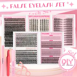 False Eyelash Gift Box 1268PCS Eyelash Cluster Kits, Mega/Ultra/Dramatic/Volume/Full/Spikes, Lashes Clusters Kit Waterproof Lash With You Need For Beginners & Proficient, DlY at Home Easily, Soft Comfortable Easy Apply Natural Look For Makeup Daily