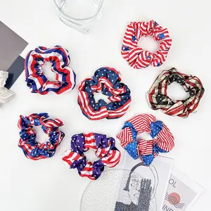5 Pcs/Set  7  Pcs/Set  2026 US Canada Mexico World Cup, Independence Day celebration, large intestine headband, US flag headband, satin headband, hair tie with floral headbands