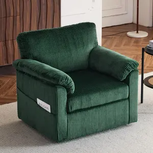 360° Swivel Accent Chair Single Sofa Chair Corduroy Upholstered Armchair