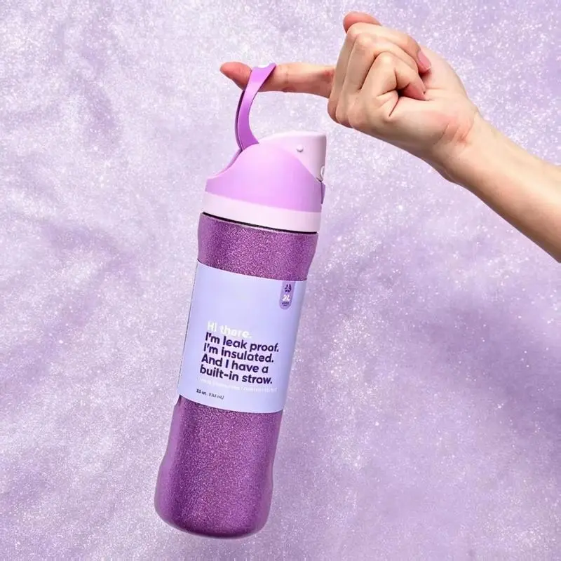 24oz  Limited Edition Color Drop Exclusive Insulated Stainless Steel Flask - Portable, Leak-Proof, Modern, 24-Hour Cold Retention, Aesthetic Kitchenware, Printed Drinkware for Sport Lovers