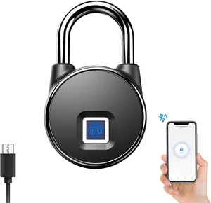 Bluetooth Fingerprint Lock Smart Padlock, Mobile APP, Water Resistant, with Keyless Biometric Suitable