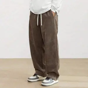 Men’s vintage corduroy casual pants, loose straight-leg long trousers, new for spring/autumn