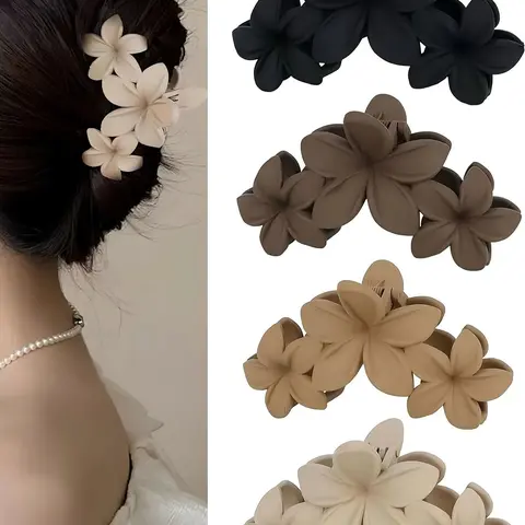 Matte Flower Design Hair Claw, Claw Clip Pack, Casual and Versatile Hair Accessories for Women, Minimalist Headwear Suitable for Thick Hair
