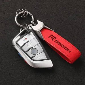 High Grade Suede Leather Car Keychain Key Rings Custom Gift 3D imprinting with Rdesign logo For Volvo car Accessories