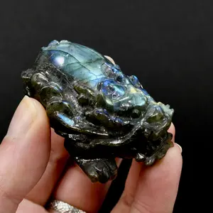 2.2in Gemmy Labradorite Carved Crystal Dragon Turtle