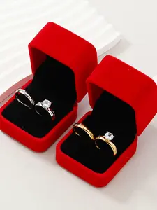 Fashion Stainless Steel Durable Couple Ring Set, Engagement Rings, Wedding Accessories, Includes Gift Box, Perfect for Couples