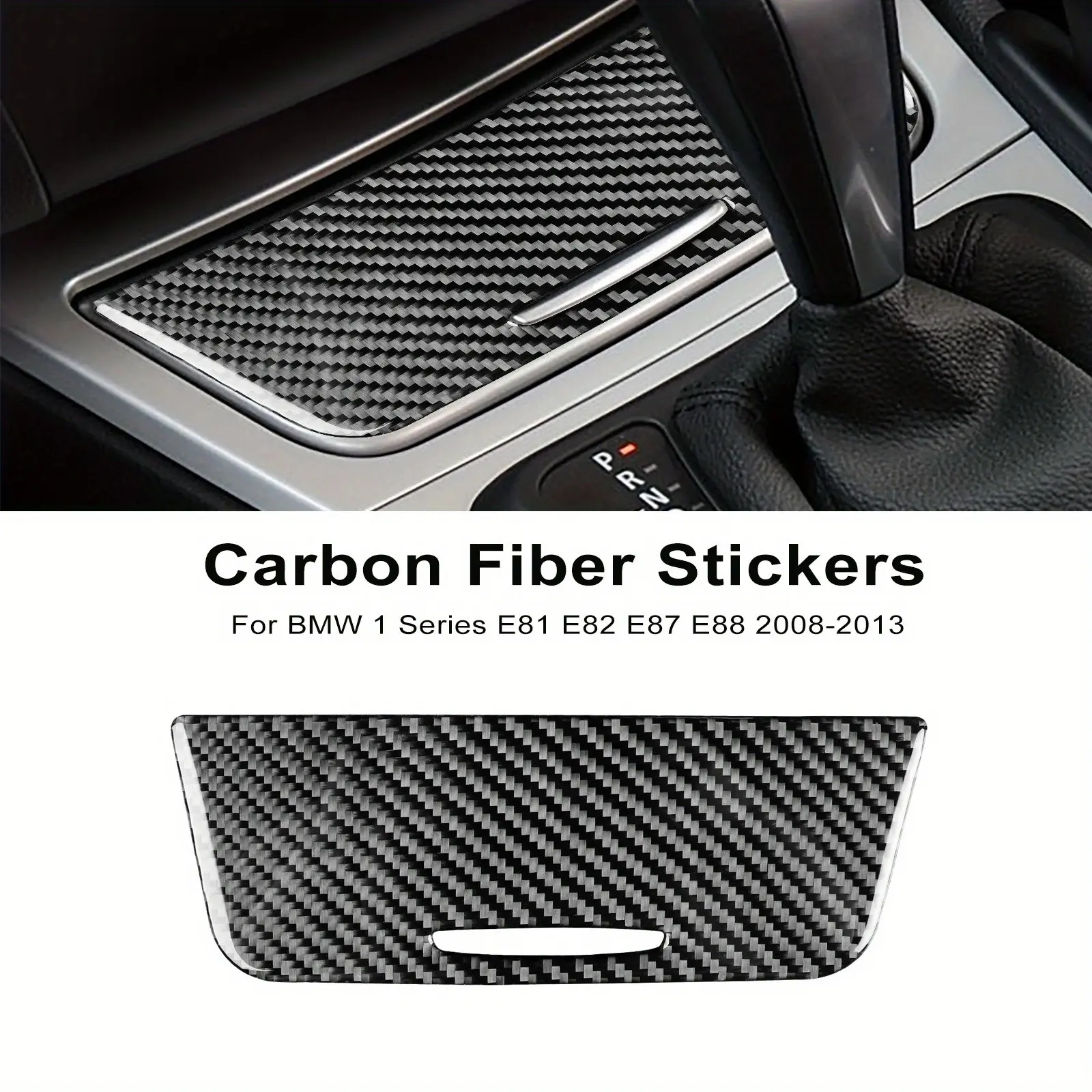 1 Piece Carbon Fiber Gear Shift Panel& Storage Box Cover Sticker, Car Interior Decal - High-end Lightweight Luxury Interior Upgrade, High-quality Scratch-resistant, Suitable for BMW 1 Series E81 E82 E87 E88 2008-2013