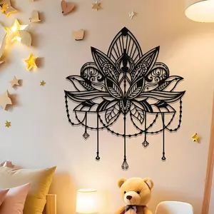 Lotus Metal Wall Art Mandala, Spiritual, Modern Home Decor, Bedroom & Living Room Decoration, Perfect Gift for Yoga Enthusiasts, Check Size Before Purchase