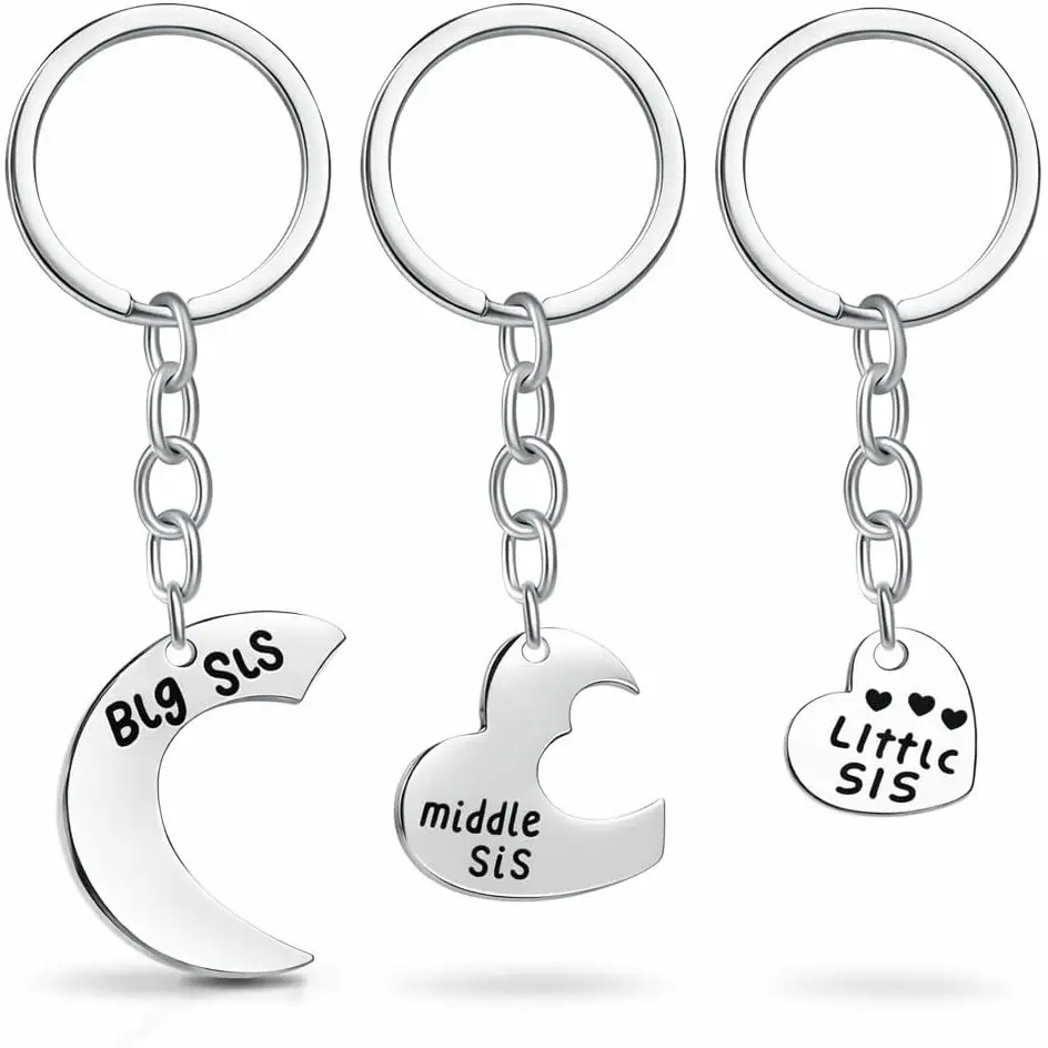 Puzzle Keychain – Sisters Keychains Bag Charms for Women with Big, Middle and Little Sis Puzzles Decorations, Cute Key Chains Gifts for Sisters, Family and Teens