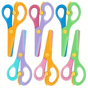 Safety Scissors, Full Plastic Blades, Paper Cutting Tools for Kids DIY Crafts, Safe Non-Sensitive Material, Perfect for School & Home Use, Classroom Supplies, Paper Cutters