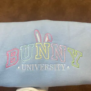 Bunny university embroidered crewneck sweatshirt, Easter sweatshirts, spring sweatshirts, custom sweatshirt, Sweaters Tops Womenswear