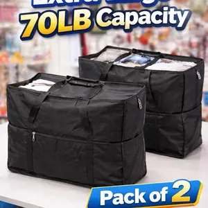 Extra Large 70LB Capacity Travel Storage Bags – Pack of 2 .paquete de 2 maletines con capacidad hasta 70 lbs cada uno