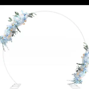 Fomcet 8FT White Round Backdrop Stand Metal Large Circle Wedding Balloon Arch