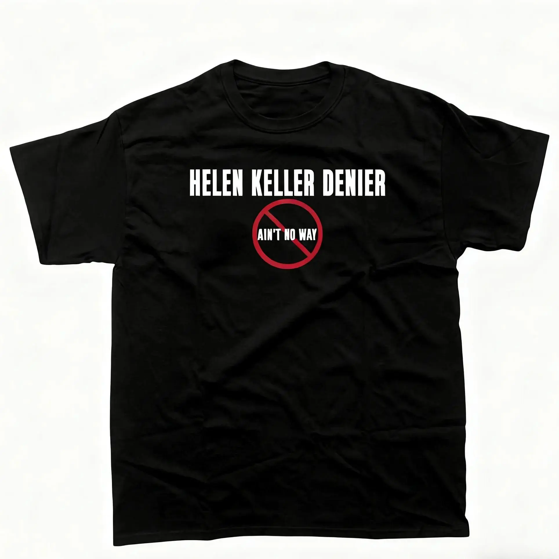 Women's Helen Keller Digital Print T-Shirt - Smooth 100% Cotton Soft Fabric, Unisex Baggy Fit, Classic Short Sleeve Ribbed Crewneck Stylish Top