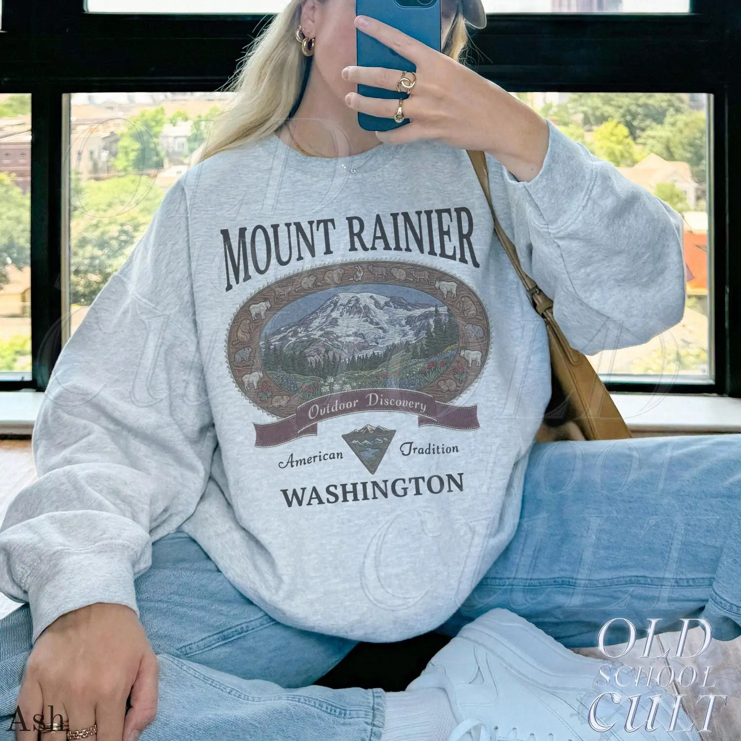 Retro Mount Rainier Washington Sweatshirt, Vintage 90s American Traditional Park, Vintage 90s Appalachian Wildlife Crewneck, Womenswear