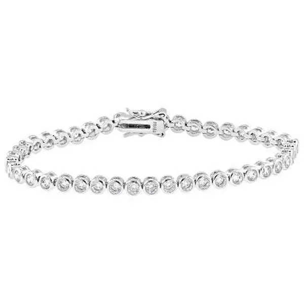 Jtv Bella Luce Classic Tennis Bracelet, 18.49ctw Round White Diamond Simulant, Rhodium-Plated Brass Jewelry with Box Clasp, Unisex