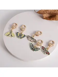 5pcs Metal Keychain Butterfly Moth Alloy Pendants Colorful Enamel Insect Butterfly Charms Luggage Pendants DIY Ornaments Accessories Valentine's Day