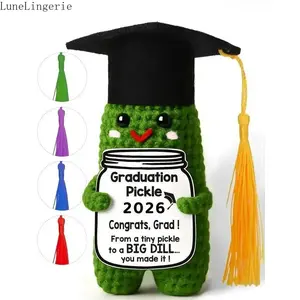 Lune Crochet Unisex Pickle-Shaped Accessory - Funny Handmade Graduation Gift with 5 Colorful Tassels, Congrats Present for Class of 2026 High School Graduates