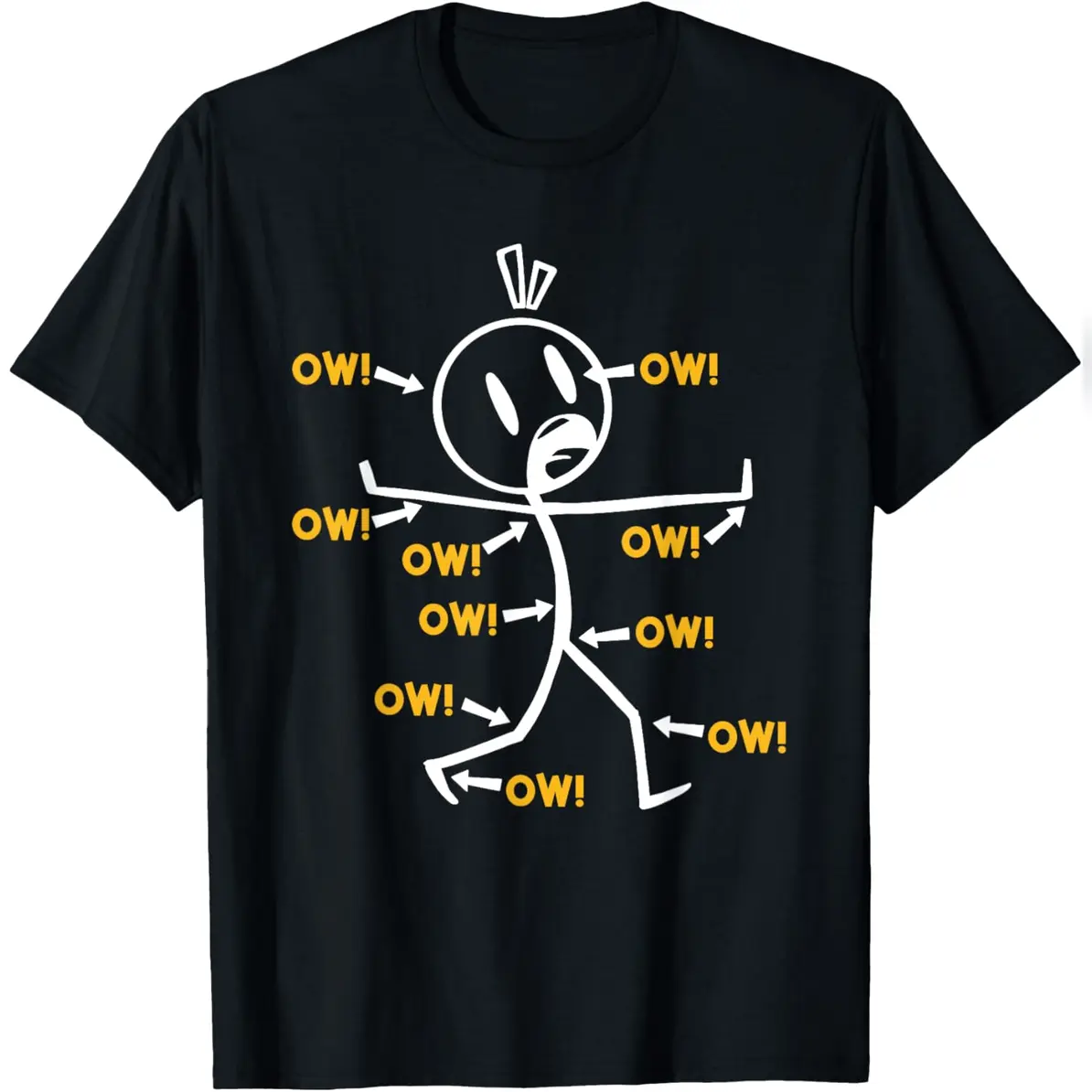 Au Stick Figure with Arrows Humour T-Shirt Everyday Cotton T-Shirt