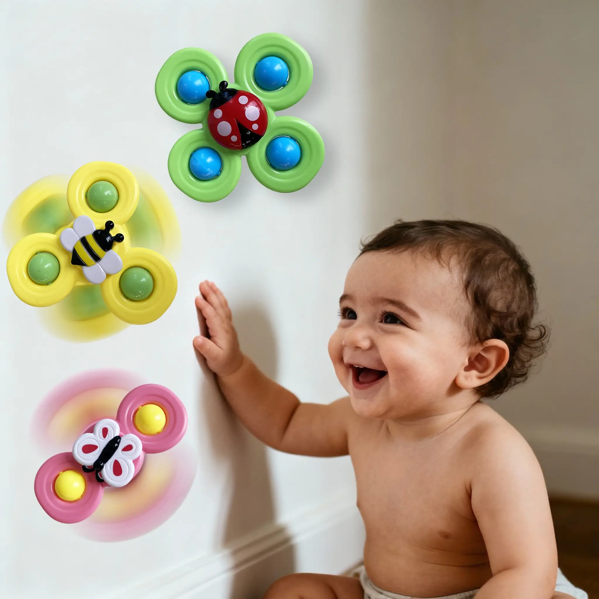3 Pcs Suction Cup Spinner Toys, Baby Finger Spinner Toy, Sensory Toys Early Education Toys Bathtub Toy Dining Chairs Toys, Baby Swimming Pool Toys,Bab