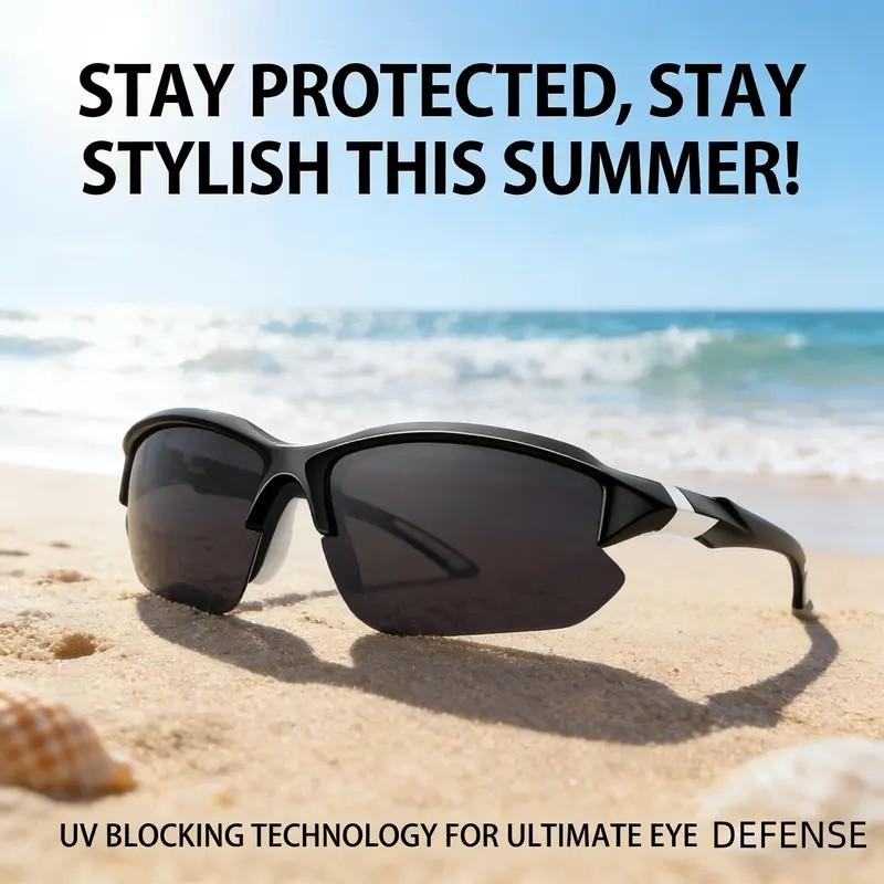 PineRise 4 Pack Polarized Sports Sunglasses for Men Women Rimless Anti Glare Windproof Lightweight Comfort Fit Eyewear for Running Fishing Golf Driving Cycling and All Outdoor Sports