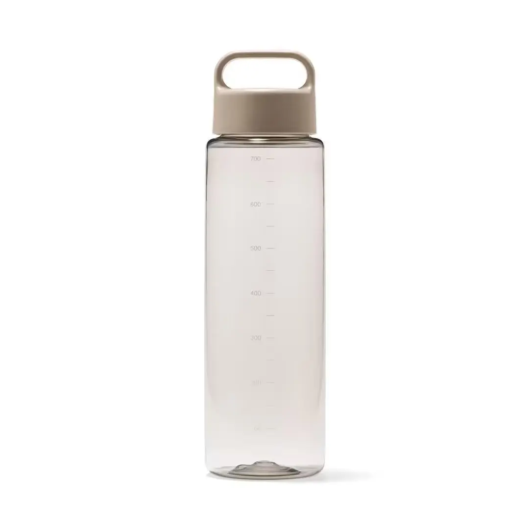 MUJI Portable Water Bottle 700ml with Scale - Sand Beige, Lightweight & Leak-Proof for Travel & Gym