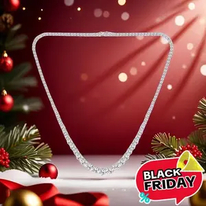[Unisex]  Graduated 3-6MM CZ Tennis Necklace Round Cubic Zirconia Classic Hiphop Style Party Birthday Gift Trendy Elegant For Women For Men 16-24 Inches YNN1905-W