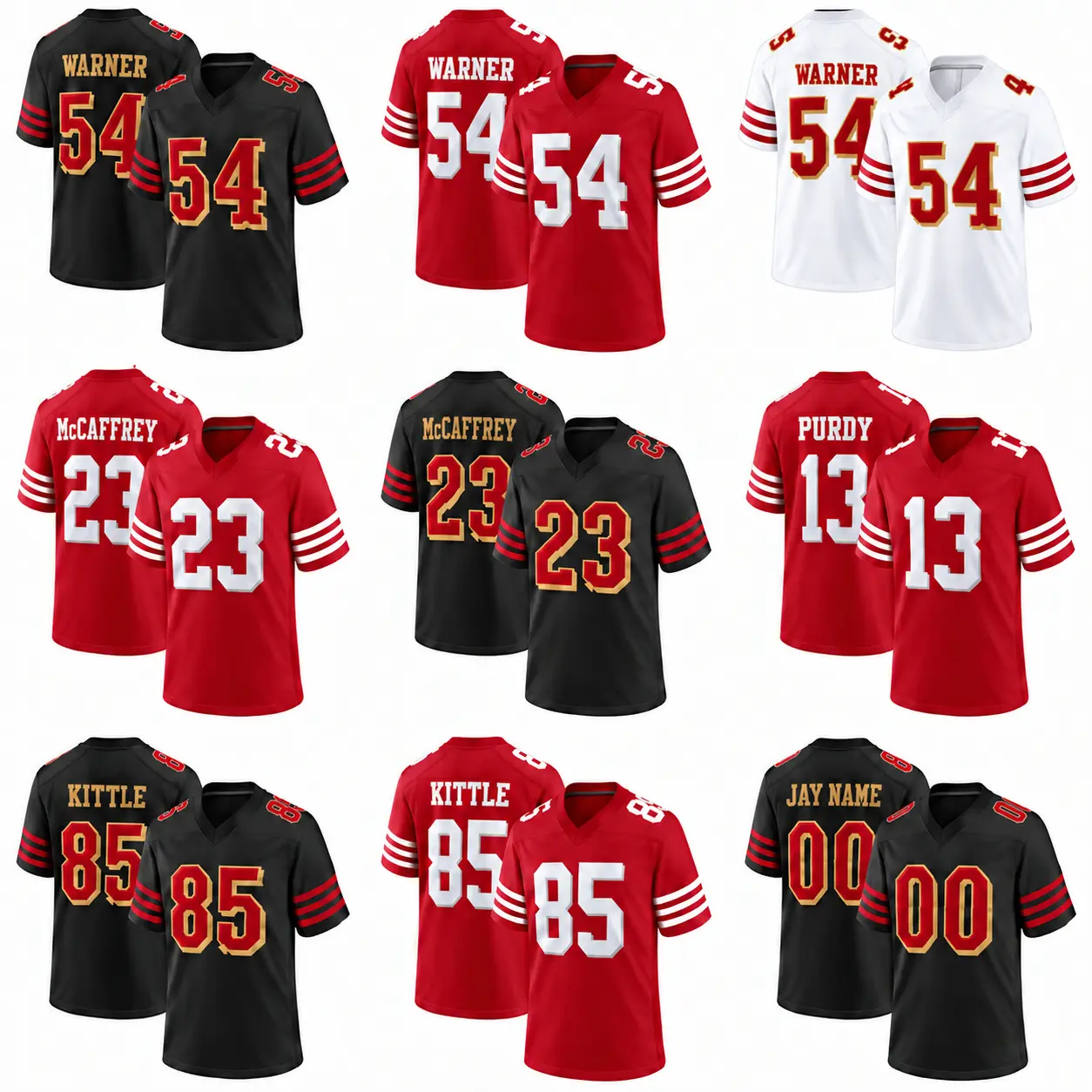 Full Team Logo Unisex San Francisco Football Jersey – ALL Players, White Red & Black Design, Game Day Sports Shirt, Football Fan Wear